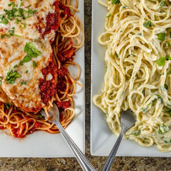 Alfredo and red sauce pasta dishes