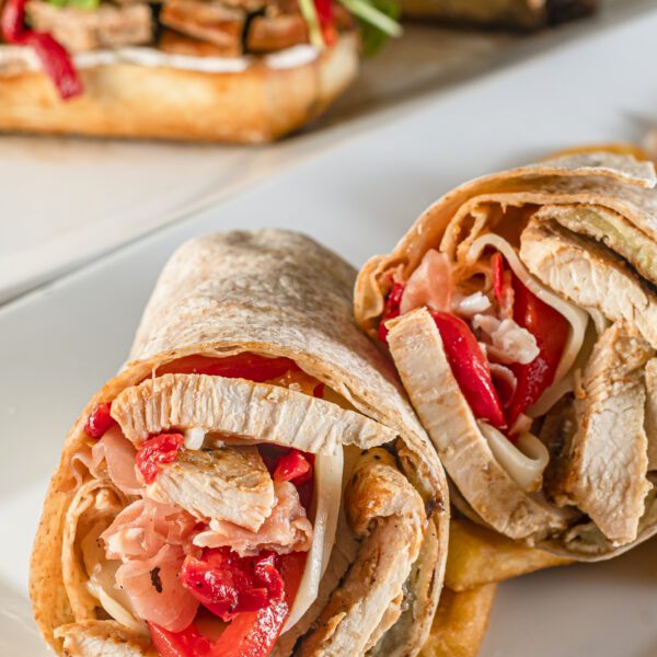 Wrap and sandwich with fries