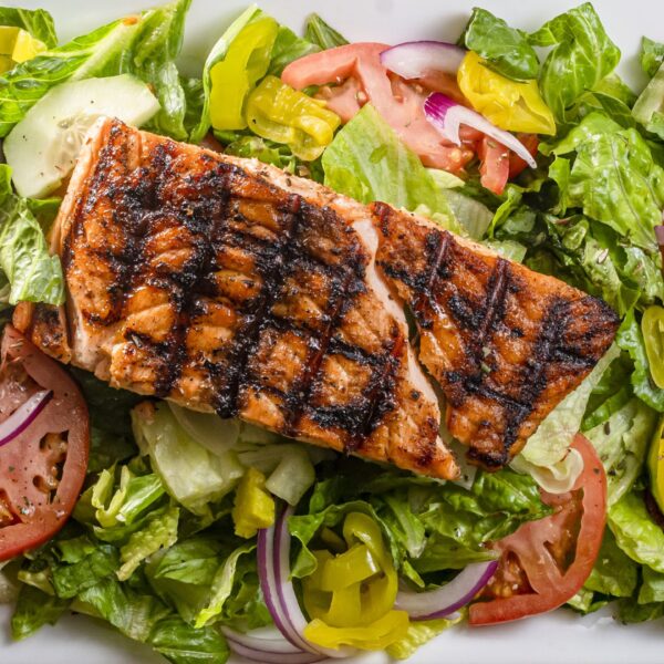Salmon on salad